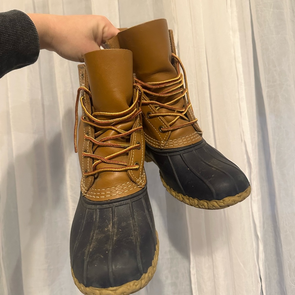 L.L. Bean Tan and Black Lace-Up Boots